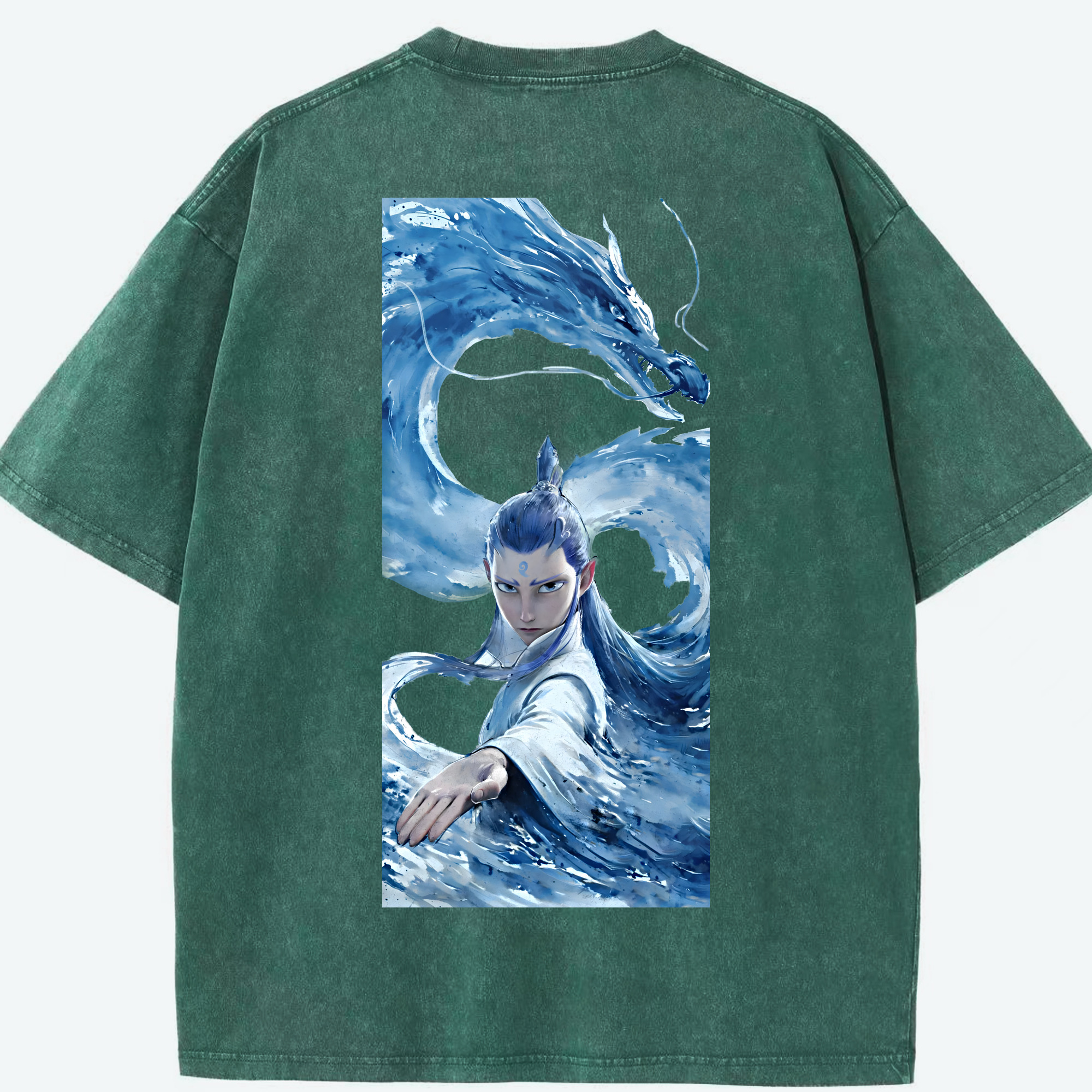 （画像用） Ne Zha 2 ナタ 魔童の大暴れ 綿100% ヴィンテージ風 半袖Tシャツ（背面プリント）